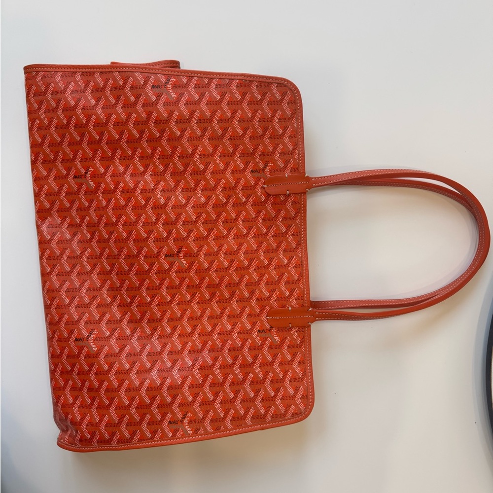 Goyard Red Tote Bag with Geometric Pattern